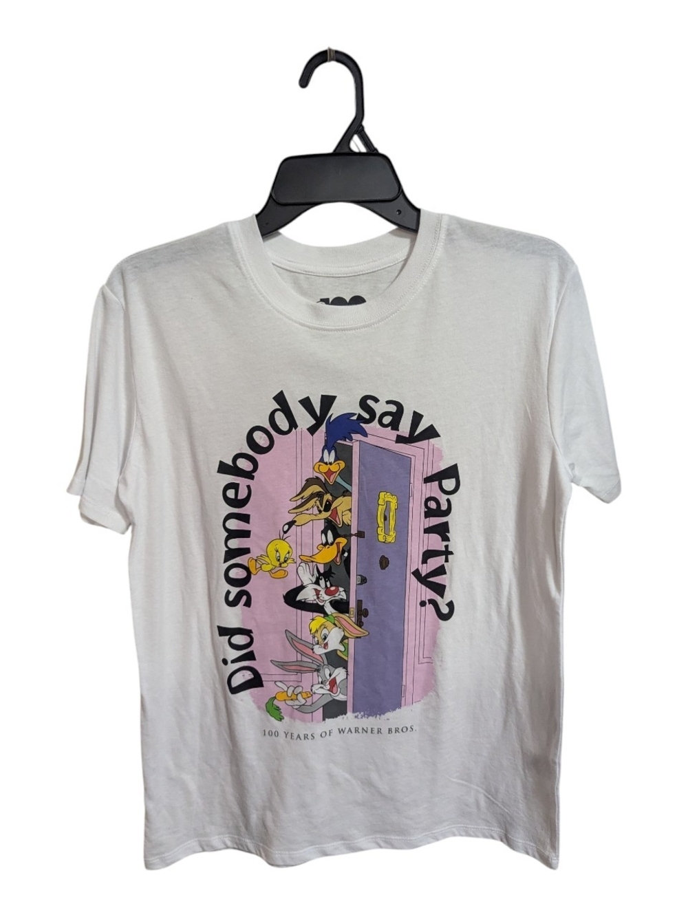 WB Juniors Looney Tunes T Shirt M 7-9 White Did Somebody Say Party?